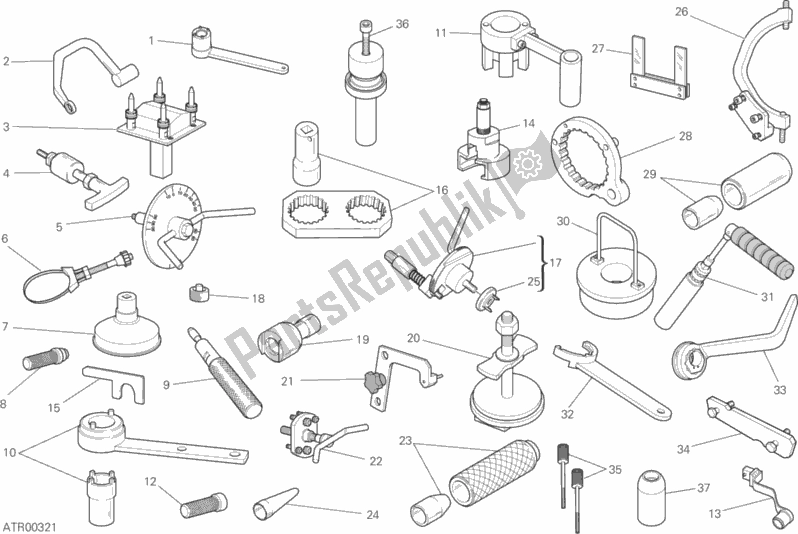All parts for the Workshop Service Tools (engine) of the Ducati Supersport S 937 2017